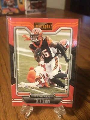 2021 Panini Playbook NFL Tee Higgins Cincinnati Bengals Orange Parallel FRESH!! - Image 1 of 2