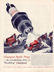 Print Ad Champion SPark Plug 1939 Doodlebug Racing Car Full Page 10.5"x13.5" - Picture 1 of 1