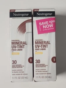 (2) Neutrogena Purescreen+ Mineral UV Tint Face Liquid Deep Exp 11/2024 - Picture 1 of 4
