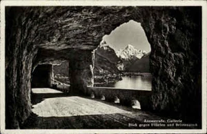 1936 Schweiz Axenstrasse bei Flüelen Bristenstock Kanton Uri alte Ansichtskarte - Picture 1 of 2