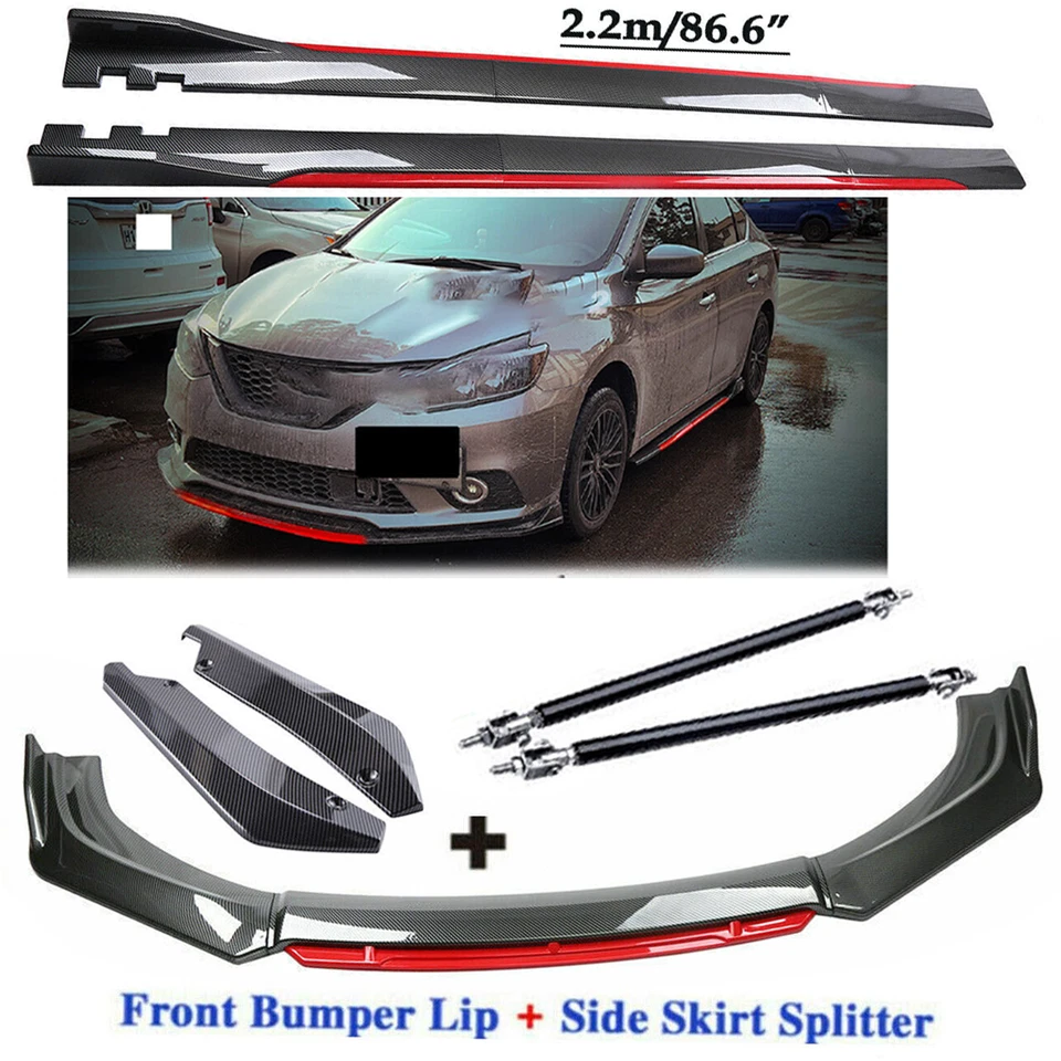 Carbon Fiber Front Bumper Lip Spoiler + Side Skirt Rear For Infiniti Q70 Q70L Foto 1 de 4