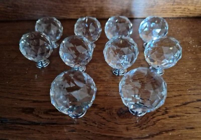 New Unused Crystal Cut Glass Round Shaped Drawer/Cupboard Knobs x 10 - Image 1 of 4