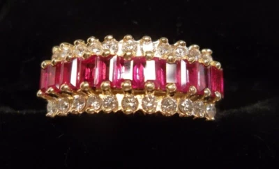 Exquisite 14k Yellow Gold Ruby and Diamond Ring Size 6 Appraisal Includ 4.1 grm - Image 1 of 4