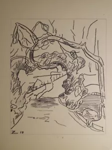 Jacques ZOUBALOFF (Géorgie 1876-1941) DESSIN FAUVISME CYGNE LAC BOULOGNE 1938 - Imagen 1 de 8