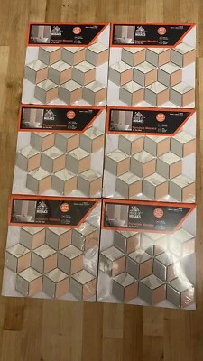 6x House Of Mosaics Blush&grey Polished Marble effect Porcelain Mosaic tile - Image 1 of 4