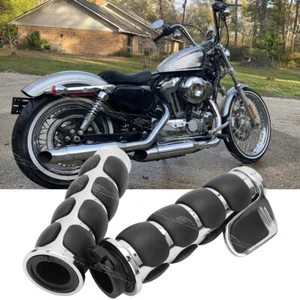 For Harley Dyna Sportster Chrome 1" Motorcycle Handlebar Hand Grips w/Throttle - Picture 1 of 5