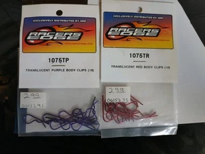 2 Translucent Red-Purple Body Clips for 1/10th RC (10 pcs, 1" Long) RCE1075TR - Picture 1 of 2