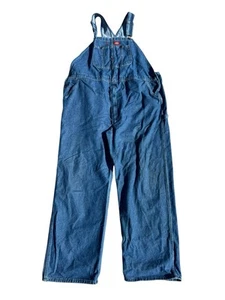 Vintage 90s Dickies Blue Carpenter Baggy Unlined Bib Overalls Measure 48x30.5 - Picture 1 of 6
