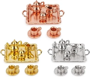 2 juegos de tetera de metal en miniatura 1:12 tazas de cocina accesorios para casa de muñecas - Imagen 1 de 41