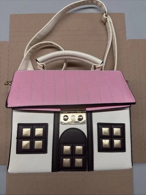 Bolso Bandolera Cartera Novedad En Forma de Casa Rosa y Crema Foto 1 de 4
