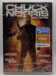 Chuck Norris Total Attack Pack DVD Missing In Action Delta Force Lone Wolf NEW - Foto 1 di 2