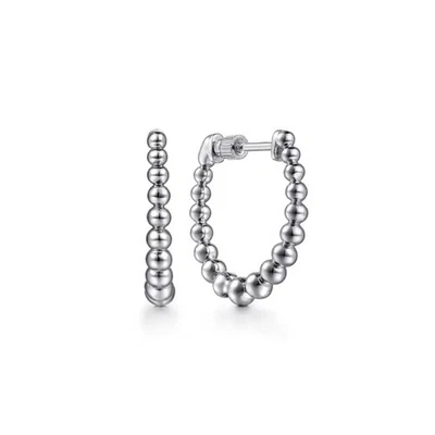 Sterling Silver 20mm Beaded Hoop Earrings - Image 1 of 2