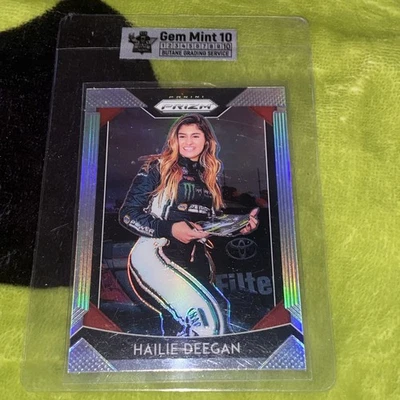 2019 Panini Prizm #39 Hailie Deegan Silver Prizm Rookie Gem Mint 10 NASCAR Holo - Image 1 of 2