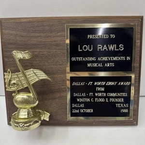 Rare Vintage 1988 From Lou Rawls Estate EBONY Award Trophy Plaque Texas - Bild 1 von 4