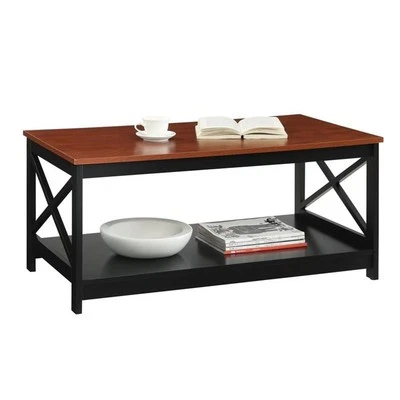 Mesa de Centro Oxford con Estante en Acabado Cerezo y Madera Negra Foto 1 de 4