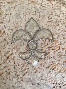 Beveled Clear Glass Fleur De Lis Suncatcher / Window Art - Handcrafted 8” X 6.5” - Picture 1 of 5