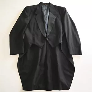Vtg Pierre Cardin 46L Black 100% Wool Formal Tails Mens Tux Tuxedo Dinner Jacket - Picture 1 of 24