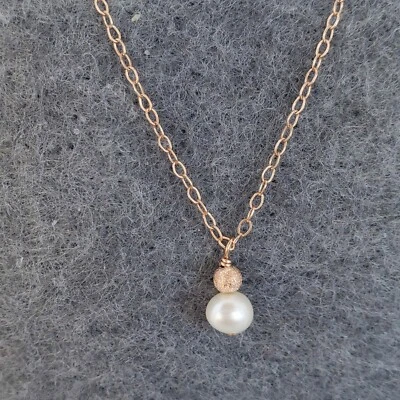 Colgante de perlas de agua dulce collar plata 925 sumergido oro 14k Foto 1 de 4