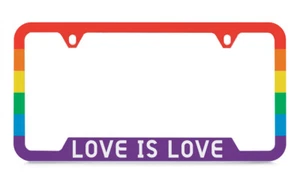 Love is Love Rainbow Pride Flag Plastic License Plate Frame Tag Holder - Picture 1 of 3