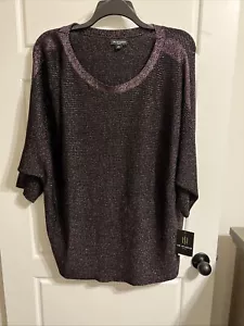 I.N. Studio Women Sweater Maroon Size 3x Holiday Sparkle - Picture 1 of 4
