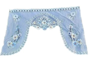 Vintage Lace Pastel Flower White Cornice Valance Curtain Panels Made UK *READ* - Picture 1 of 14