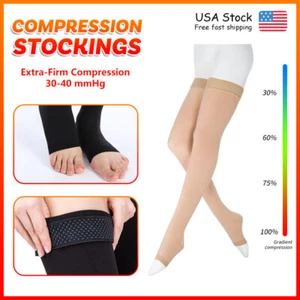 Compression Stockings Women Men Thigh High Medical Graduated 30-40 mmHg Support - Picture 1 of 14