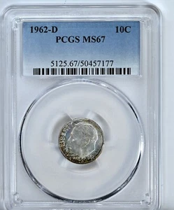 1962-D Roosevelt Dime PCGS Graded Coin MS67 #5125 - Picture 1 of 2