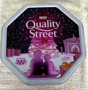 Purple /White Nestle Quality Street 1.162Kg Christmas Sweet Tin Empty Preowned - Picture 1 of 7