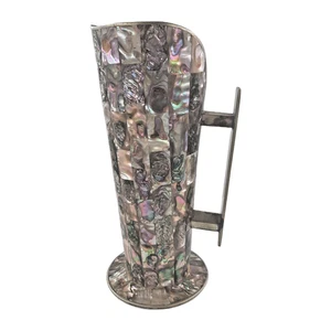 Mid Century Alpaka Silber Pitcher mit Perlmutt Intarsien Vintage Karaffe Krug - Picture 1 of 10