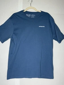 Patagonia Mens Mountain Graphic Shirt Short Sleeve Blue Size Medium - Picture 1 of 5