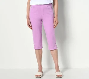 Quacker Factory DreamJeannes Capri with Colored Rhinestones Pants Lavender 2X Ne - Picture 1 of 1