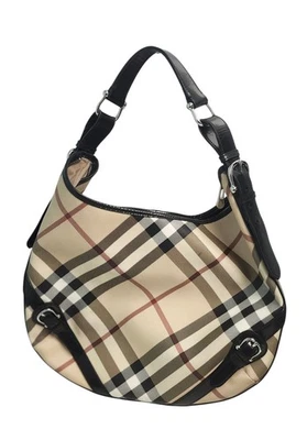 Bolso de hombro Burberry London Nova Check Hobo negro charol ribete con bolsa antipolvo Foto 1 de 4