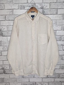 GANT Mens 100% Linen Cream / Beige Long Sleeve Regular Fit Shirt Size 2XL - Picture 1 of 18