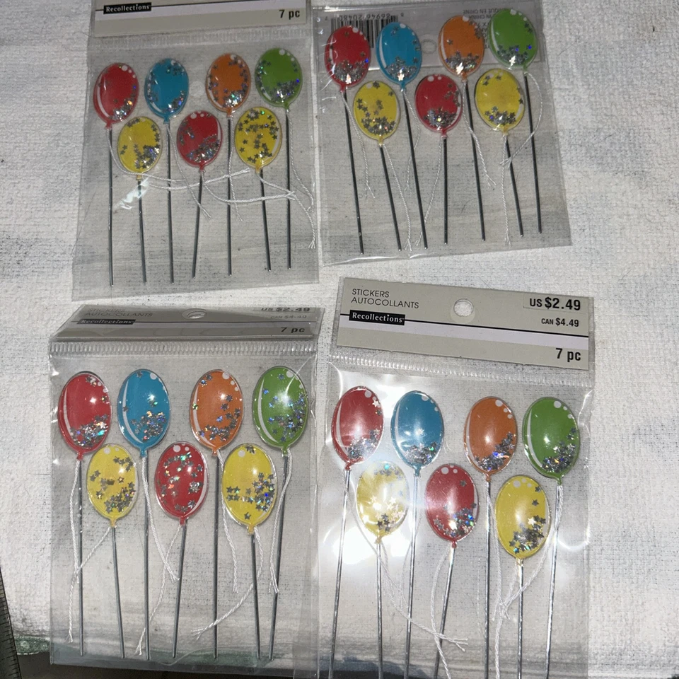 (4) * RECUERDOS * Pegatinas dimensionales - 28 piezas - GLOBOS - Foto 1 de 4