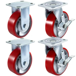 VEVOR 4 Pack 6 x 2 Inch Caster Wheels 2 Rigid and 2 Swivel Casters with Side Bra - Picture 1 of 1