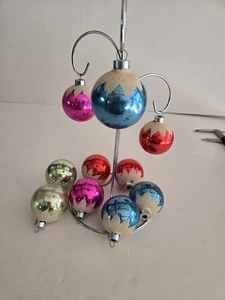 10 Vintage Coby? Snowcap Christmas Ornaments 2" Mica Glitter - Picture 1 of 7