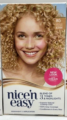 1 CAJA Clairol Nice'n Easy Color de Cabello Permanente 8G Medio Rubio Dorado SELLADO Foto 1 de 4