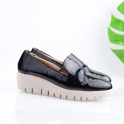 Wonders Womens Loafer Size 37 6.5 Black Patent Wedge Platform Comfy Shoe Slip On - Изображение 1 из 4
