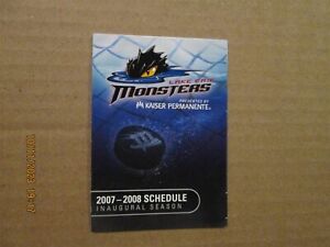 AHL Lake Erie Monsters Vintage Circa 2007-2008 Team Logo Hockey Pocket Schedule