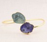 Natural Light Green Blue Geode Druzy yellow Gold Plated Bengal Bracelet For Her 