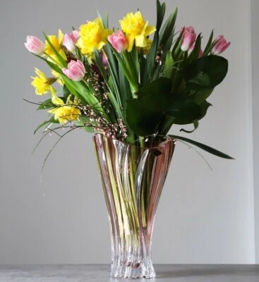 Vase 12 " Crystal Glass Pink  Bud Vase Home Decor Bohemia Crystal Flower Vase - Image 1 of 4