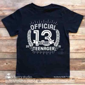 Official Teenager 13 Shirt Boy 13th Birthday Boy Shirt Official Teenager Gift - Picture 1 of 4