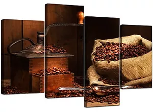 Large Brown Kitchen Canvas Wall Art Pictures 130cm XL Prints Set 4062 - Picture 1 of 9