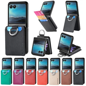 For Motorola Razr 40/40 ultra Shockproof Premium Leather Card Ring Wallet Case - Picture 1 of 95