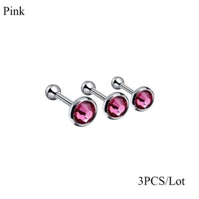 3X Surgical Steel Gem Barbell Ear Cartilage Tragus Helix Stud Earrings Piercing↗ - Image 1 of 4
