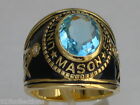 12X10 mm United States March Aqua Birthstone Mason Masonic Men Ring Size 7-15