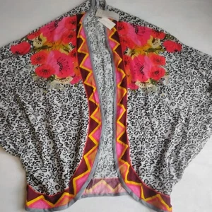 Blank London Anthropologie Kimono One Size Frances Floral Cocoon Leopard Print N - Picture 1 of 15