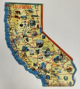 Vintage California Shaped Postcard Unused City Graphics - Picture 1 of 8