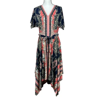 Vestido para mujer Ashley Stewart talla 12 multi cachemira lazo cintura pañuelo dobladillo Foto 1 de 4