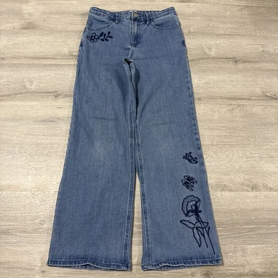 Jeans Denim Epic Threads Niñas 14 Azul Bordado Pierna Ancha Floral Mariposa Foto 1 de 4